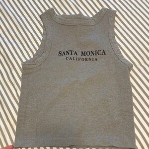 Gray Sleeveless Top with Santa Monica Print